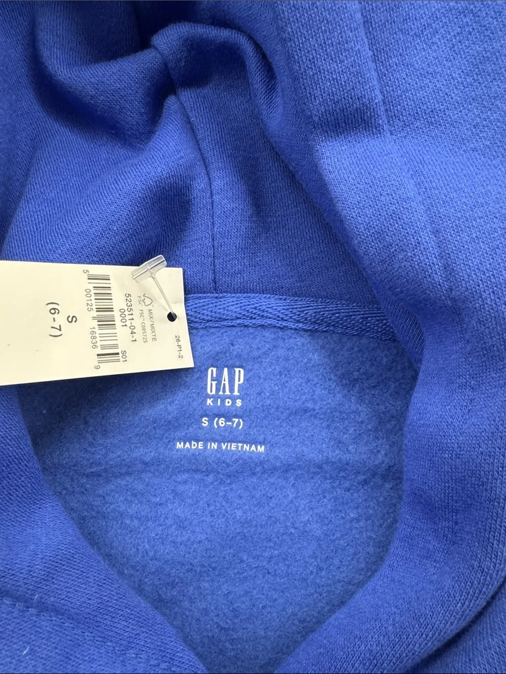 GAP Kids Bright Royal Blue Hoodie with Heart Logo the hoodie is crop